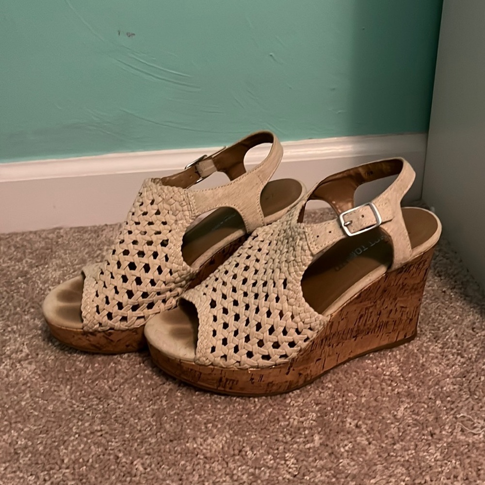 Tan wedged heel sandals